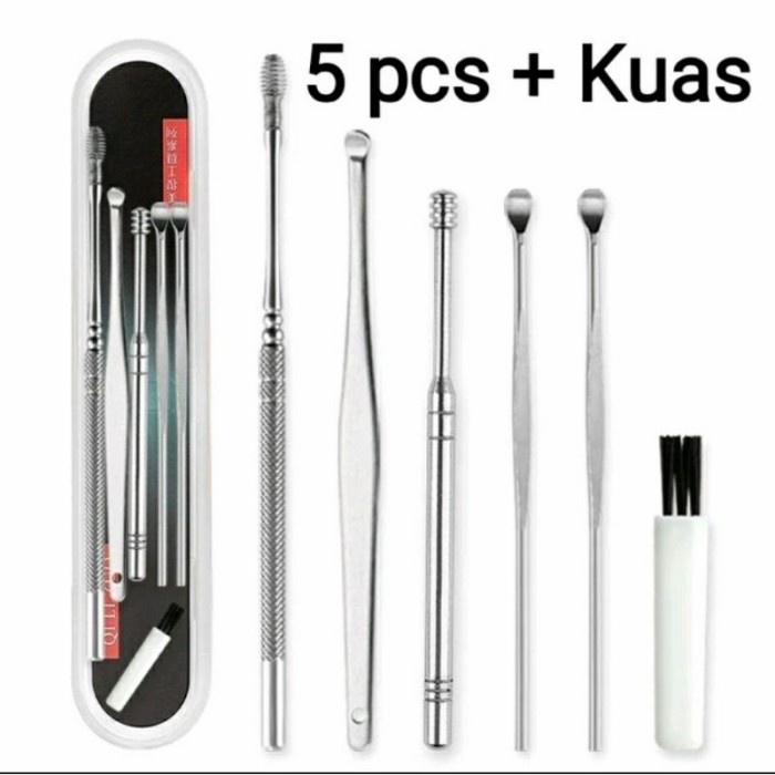 korek kuping set stainless pembersih telinga ear pick paket