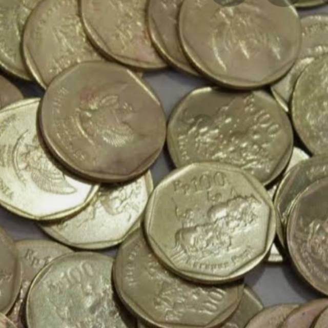 uang kuno 100rupiah kuningan karapan sapitahun campur