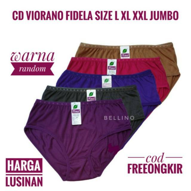 Celana dalam Wanita 1 Lusin Fidela Ukuran Besar Size Jumbo L XL XXL / Grosir Cd Cewek Katun