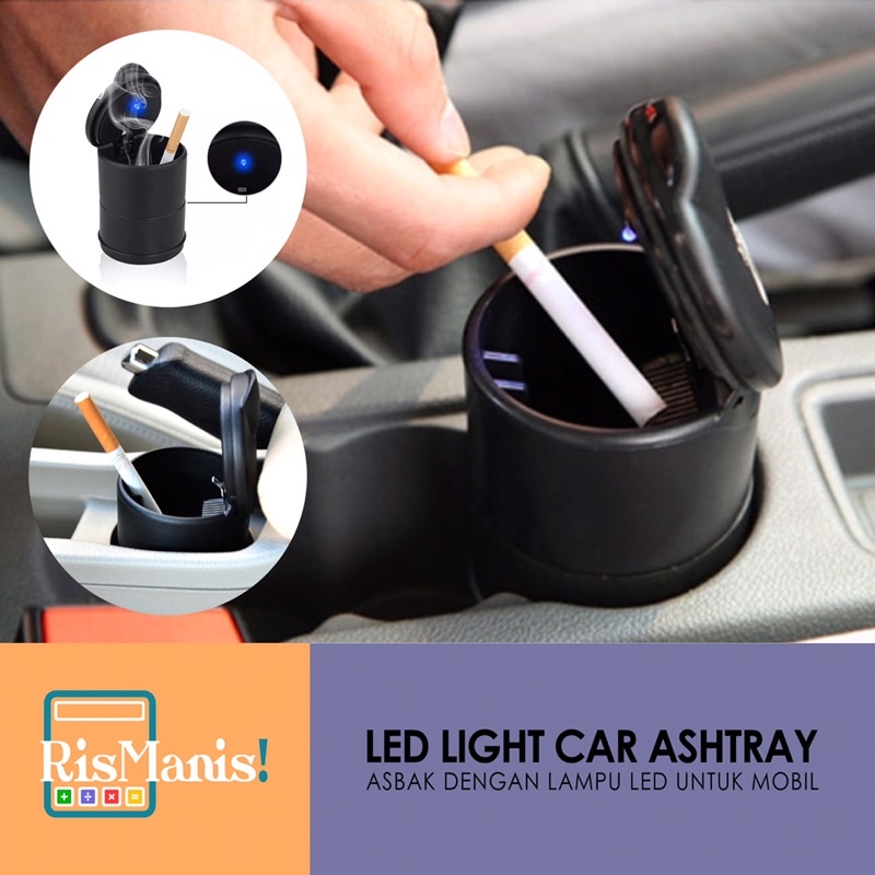 LED LIGHT CAR ASHTRAY - Asbak Mini Rokok Serbaguna Tempat Koin Uang Receh Lampu LED Praktis Efisien