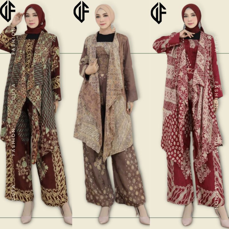 Setelan Batik Wanita Set Celana Kulot Outer Kemben Baby Premium Semi Sutra