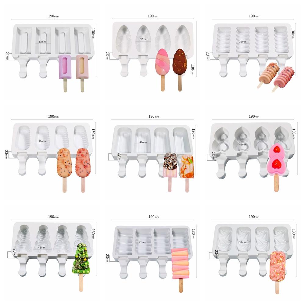 Cetakan Es Krim SOLIGHTER 4rongga Dessert Ice lolly Molds Icebox Frozen Yogurt DIY