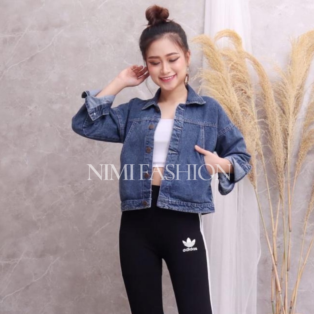 Jaket Jeans Crop / Jaket Denim Wanita Model Crop Kancing Depan Belakang Hidup