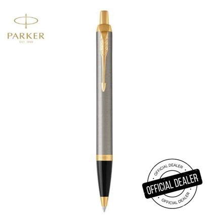 

Pulpen PARKER IM BRUSHED METAL Gold Trim BallPoint Original - AUTHORIZED