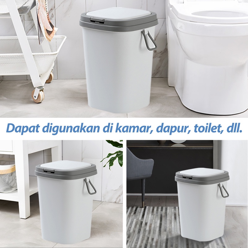 Letyeah &amp; Kaizenliving Tempat Sampah Plastik Dengan Tutup / Tong Sampah Rumah Dan Dapur Portable /Trash Bin 8L