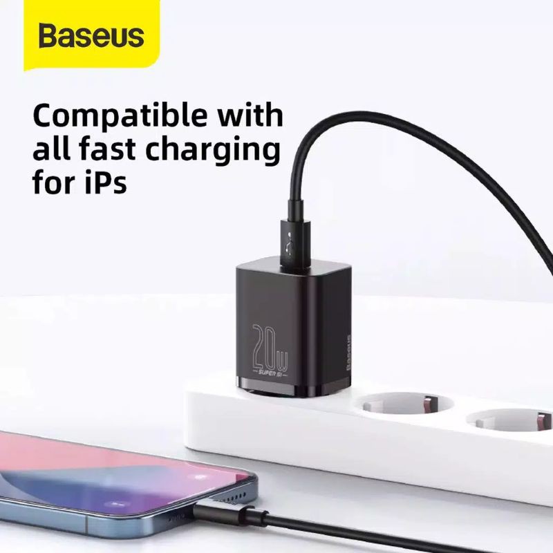 KEPALA CHARGER TYPE C PD BASEUS ORIGINAL QUICK CHARGER 20W IPHONE 12 ORIGINAL