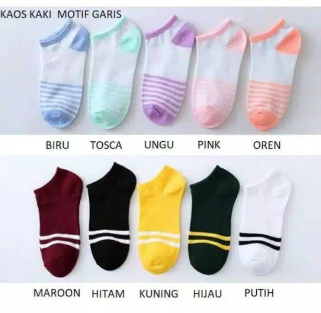 Kaos Kaki Semata kaki Love Polos Garis Salur/ Kaos Kaki Ankle Cute