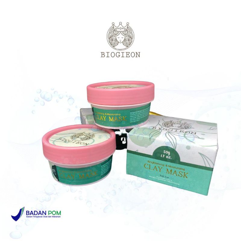 BPOM FREE SPATULA 50gr BIOGIEON CLAY MASK | Masker Wajah Clay | Masker Langsung Pakai Facemask Mask