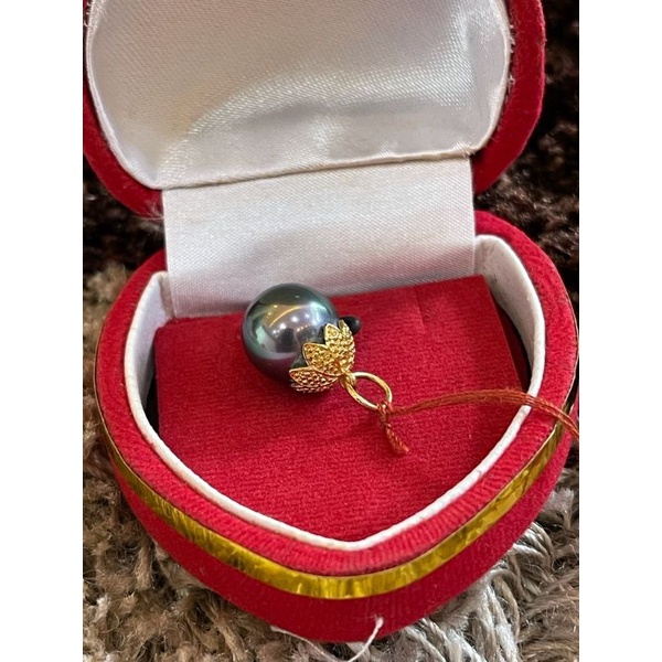 Liontin Mutiara Shell Hitam Asli Lombok | Rangka Sepuhan Emas 24K Elegan