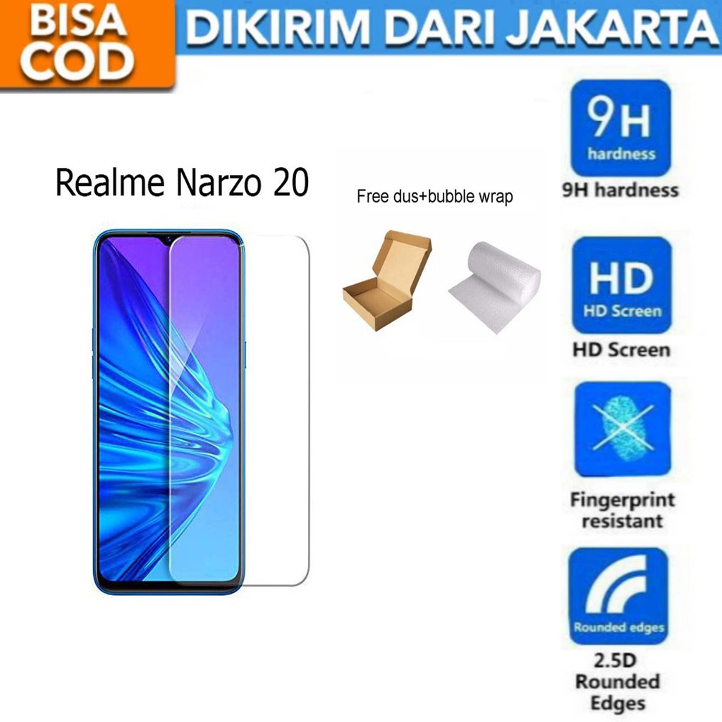 Realme Narzo 20 Tempered Glass Screen Protector Anti Gores