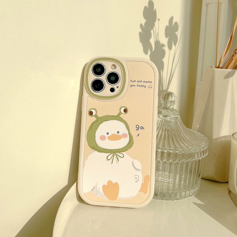 Soft Case Silikon Motif Kartun Bebek Mata Besar Untuk IPhone 7 8 Plus X XR XS Max 11 Pro Max 12 13 Pro Max SE 2020