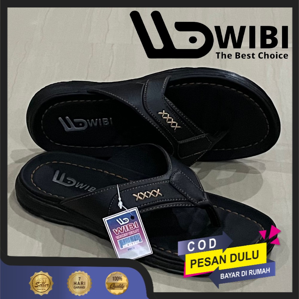 Sandal Sendal Kulit Pria Jepit Santai Outdoor Fashion Cowok Keren Trendy Casual Original Berkualitas