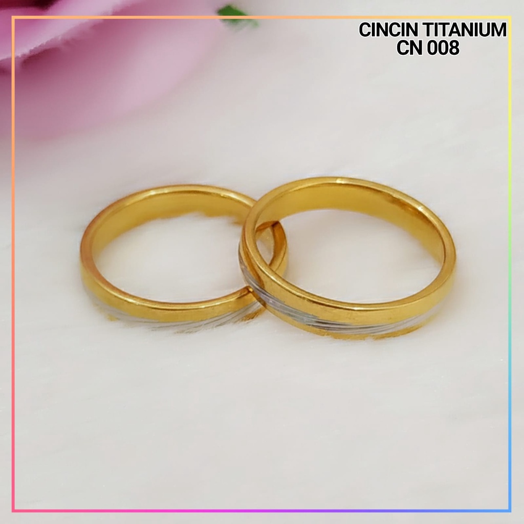 Cincin Titanium/stainless steel couple harga/1biji cincin dewasa 2 warna polos perhiasan lapis emas gold CN 008