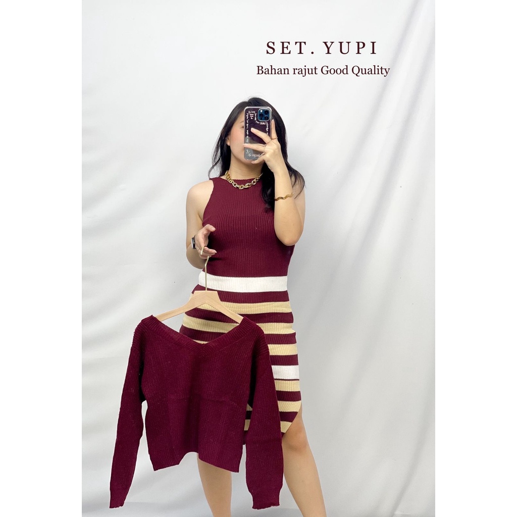 BF. ID - Bisa COD /Setelan Wanita Rajut Yupi /set kekinian /set fashion /oversize
