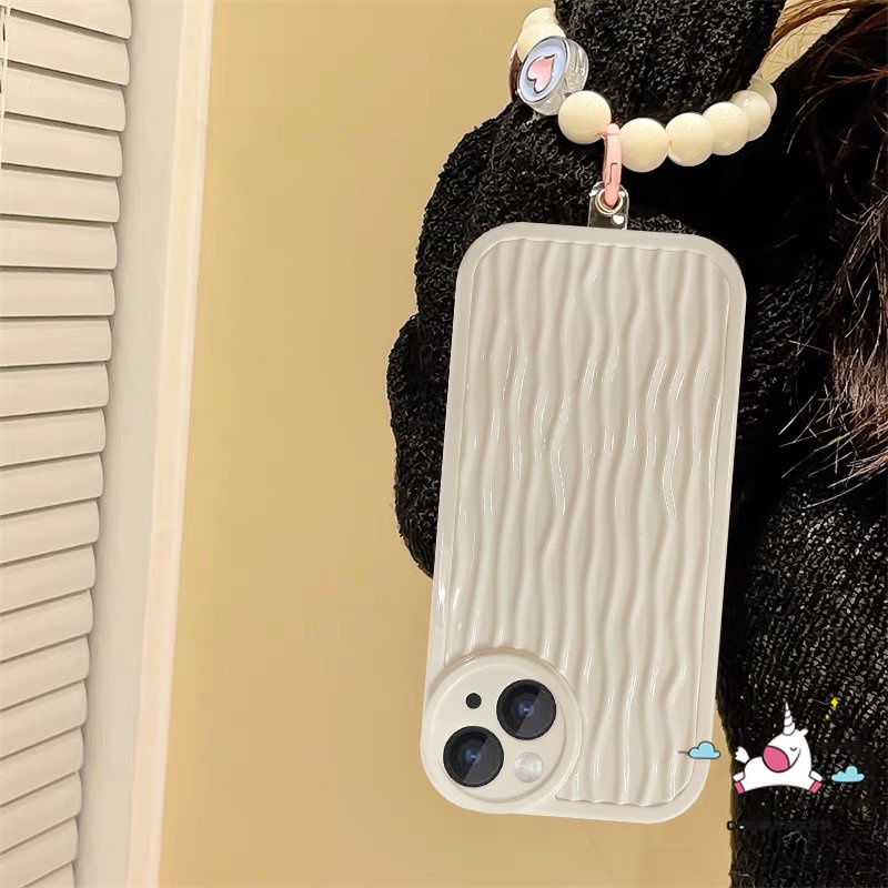 Soft Case Motif Kartun Riak Air Putih Susu Dengan Gelang Untuk iPhone 11 12 13 14 Pro MAX XR 7 8 14 Plus 7plus X XS MAX SE 2020