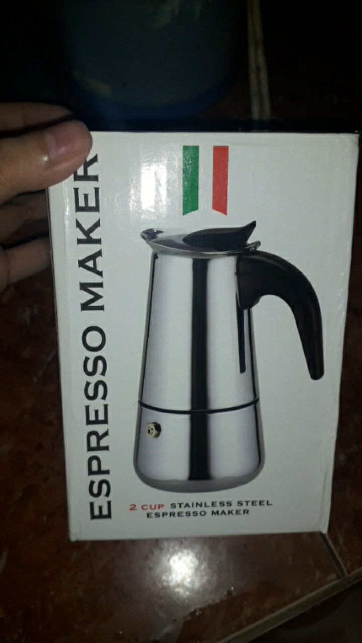 Onetwocups Espresso Coffee Maker Moka Pot Teko Stovetop Filter Stainless Steel - Silver