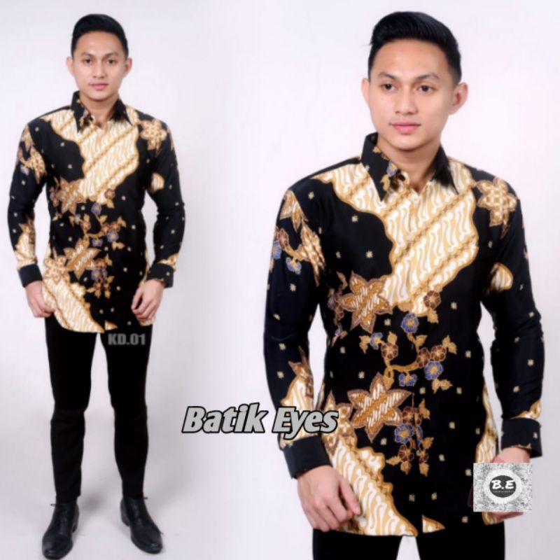 Kemeja Batik Semi Sutra Pria Lengan Panjang