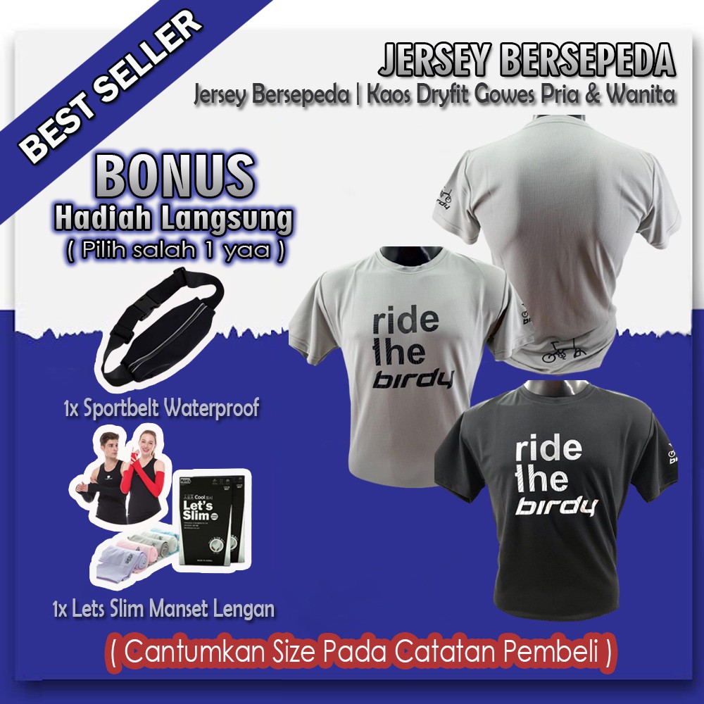 Kaos Jersey Sepeda Birdy Olahraga Dry Fit Pria Wanita ( Ride The Birdy )