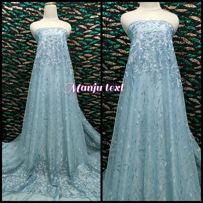 PROMO !! Kain - bahan Tile Renda mutiara / cocok untuk dress gaun seragaman dll TERBARU