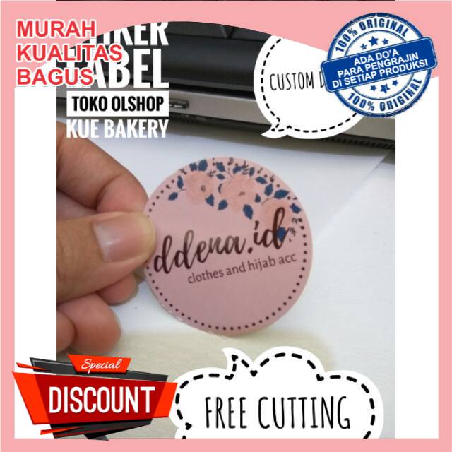

Stiker Label Kemasan Toko Olshop Kue Free Cutting MURAH Anti Luntur [Min 100]