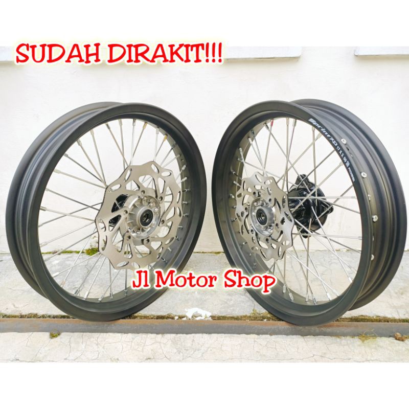 Full Sepaket Velg Super Moto SuperMoto KLX 150 DTRACKER D-Tracker 150 CRF 150 CRF150 L WR155 WR 155 TROMOL ORIGINAL FREE PIRINGAN CAKRAM WARNA BEBAS PILIH 185 215 250 300 350