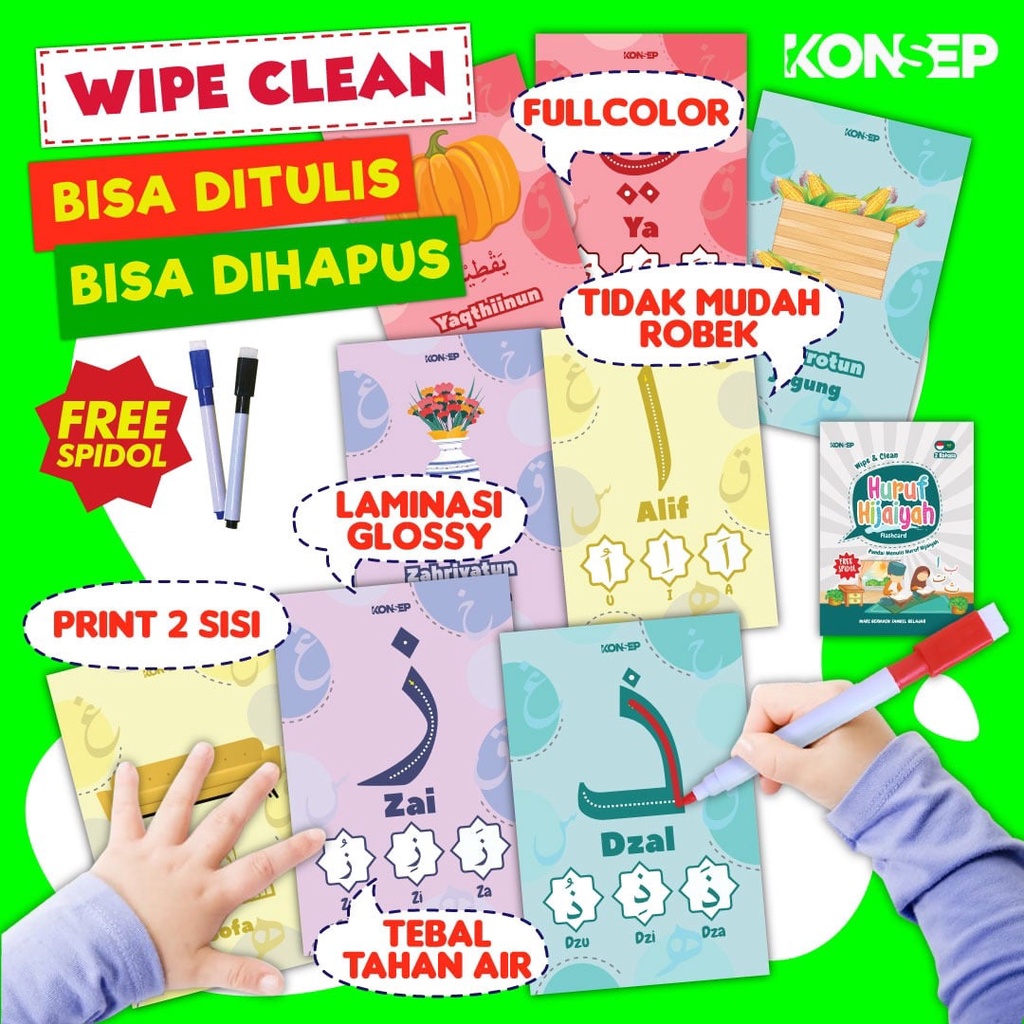 [FREE SPIDOL] Konsep Flashcard Wipe and Clean / Flash Card / Mainan Edukasi Kartu Pintar Anak Balita