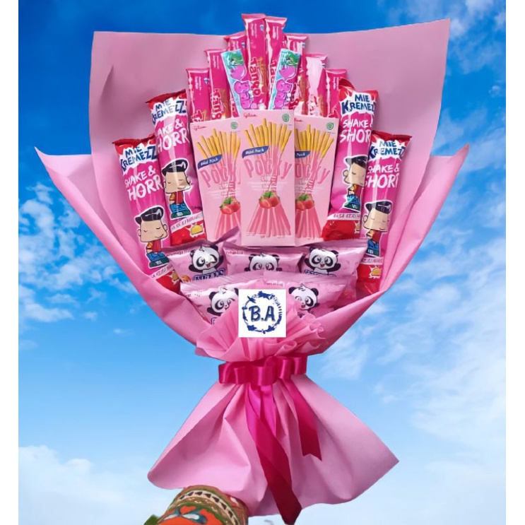 Jual (B) BUKET PINK CANTIK POCKY HELLO PANDA/Anniversary/bingkisan ...