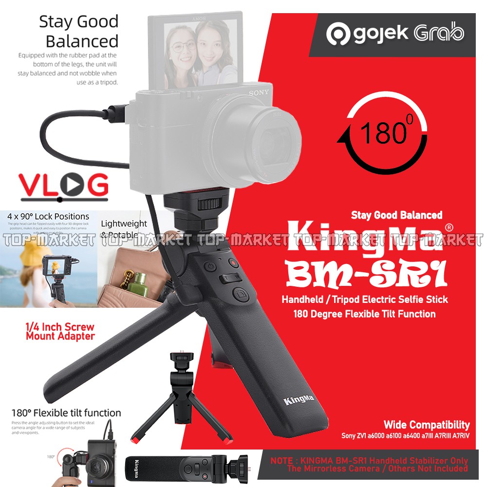KINGMA BM-SR1 Shooting Vlog Grip for Sony Mirrorless Camera / Digital Compact with Multi Connector