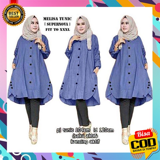 Baju Atasan Tunik Jeans Denim Wanita Terbaru 2022 Busui Kekinian Premi Afi - Ma - Tunix Melisa