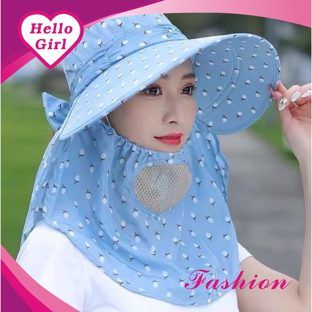 (Hello Girl)MZ07 Topi Visor Lipat Wanita Anti UV Lebar/Topi Cadar Import