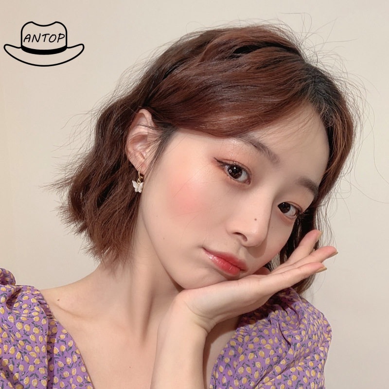 Antop！6 Warna Mode Korea Anting Kupu-kupu Lady Kupu-kupu Pendant Earrings Acrylic Drop Earrings Hoop Gadis Perhiasan