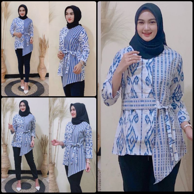 Atasan Batik Wanita Modern kerja size M L XL XXL dan XXXL