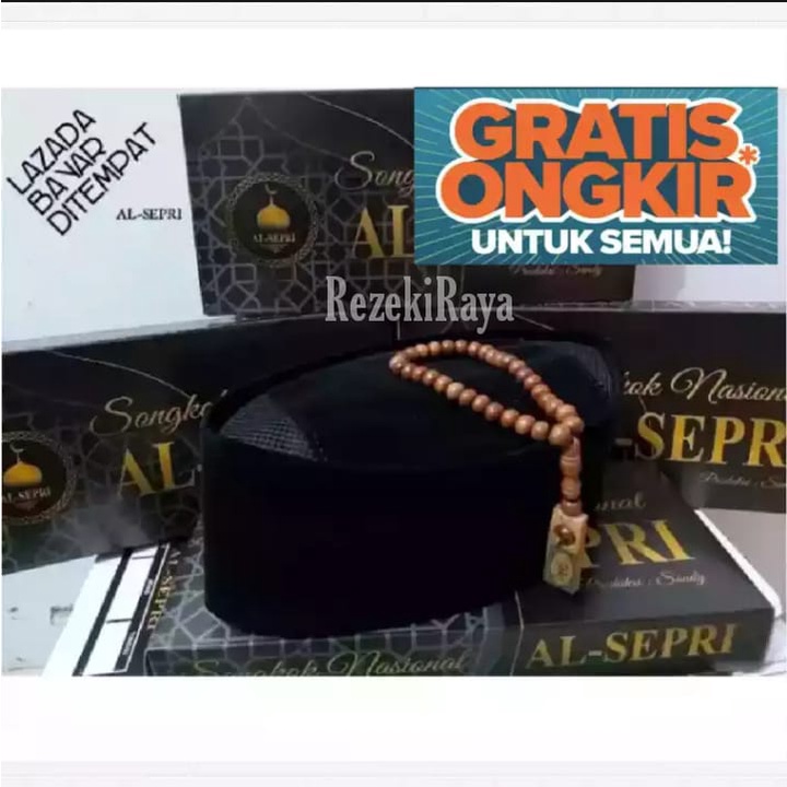 Peci Songkok Hitam AC AL-SEPRI Asli Iindonesia Mulai Ukuran 2 sampai 12 BONUS TASBIH