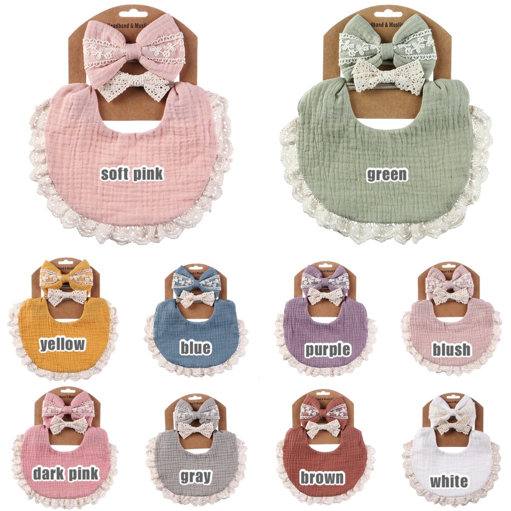 2 BANDANA + 1 BIB | SLABBER PITA HEADBAND BAYI SET CELEMEK TATAKAN LIUR ANAK catalog QUIN NK