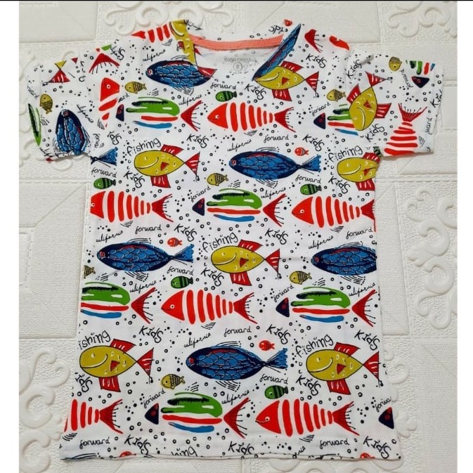 BAJU ANAK LAKI LAKI MURAH/KAOS DISTRO ANAK/KAOS TRENDY ANAK/KAOS FULLPRINT MOTIF IKAN KIDS FISHING