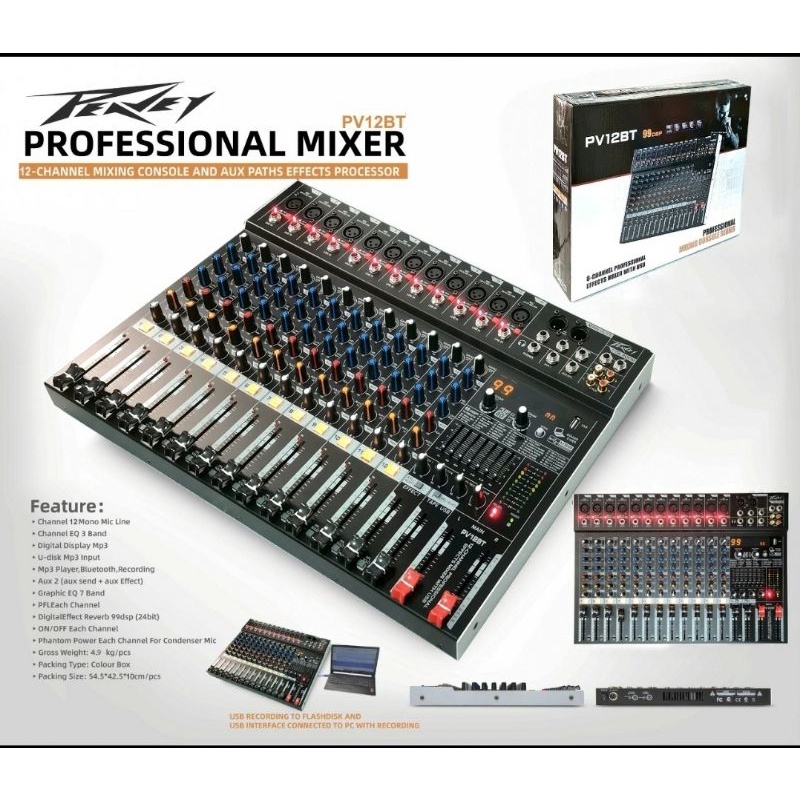 mixer audio peavey pv12bt pv 12bt 12CH USB-BLUETOOTH soundcard TO PC