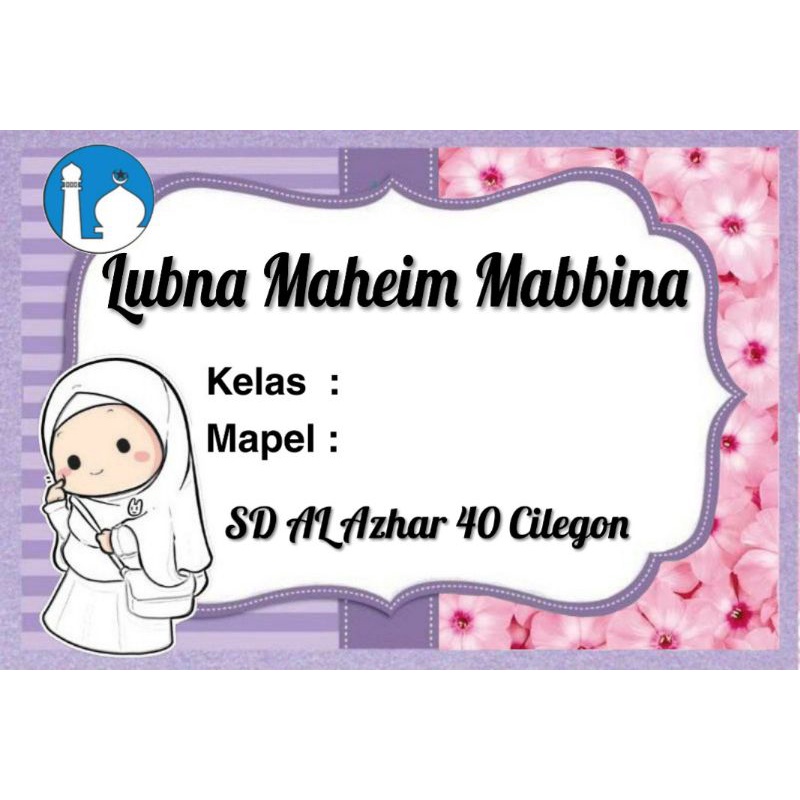 

(ISI 50 PCS) LABEL BUKU SEKOLAH MOTIF HIJAB BUNGA PINK