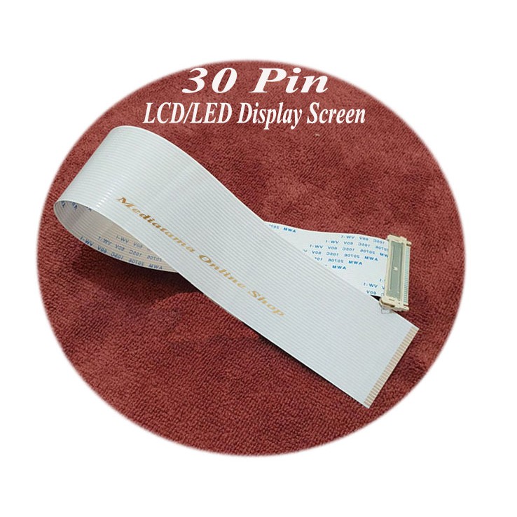 Kabel Flexible LVDS LCD-LED Pitch 1.0mm 30pin Bolak-Balik 25cm Berikut Soket