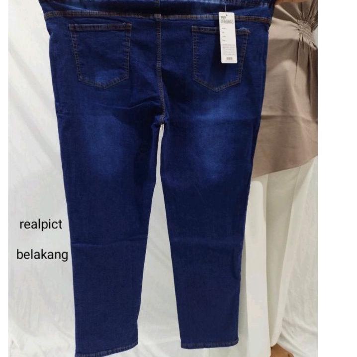 Wow Murah Meriah.. PROMO TERMURAH JEANS EXTRA JUMBO WANITA/FULL PINGGANG KARET/ LEVIS PINGGANG KARET
