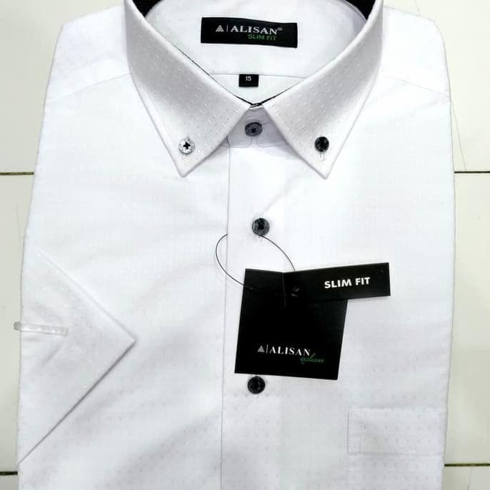 Produk Terpercaya Kemeja Pria Putih Pendek Alisan Slimfit Dobby Floral Katun - Putih, S BARANG BAGUS
