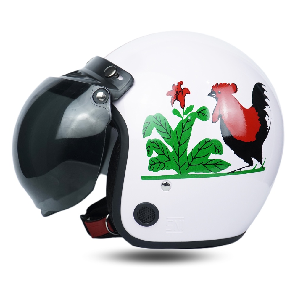 Helm Bogo Ayam Brown Retro Dewasa SNI