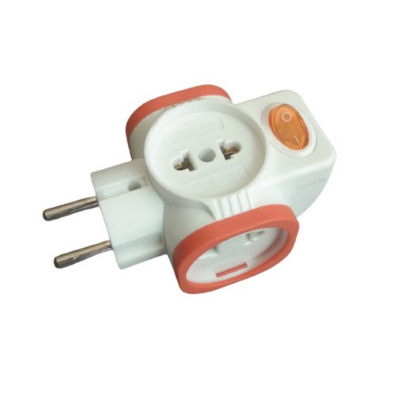 STEKER T 4 LUBANG PLUS SAKLAR COLOKAN STOP KONTAK BERSTANDART  SNI