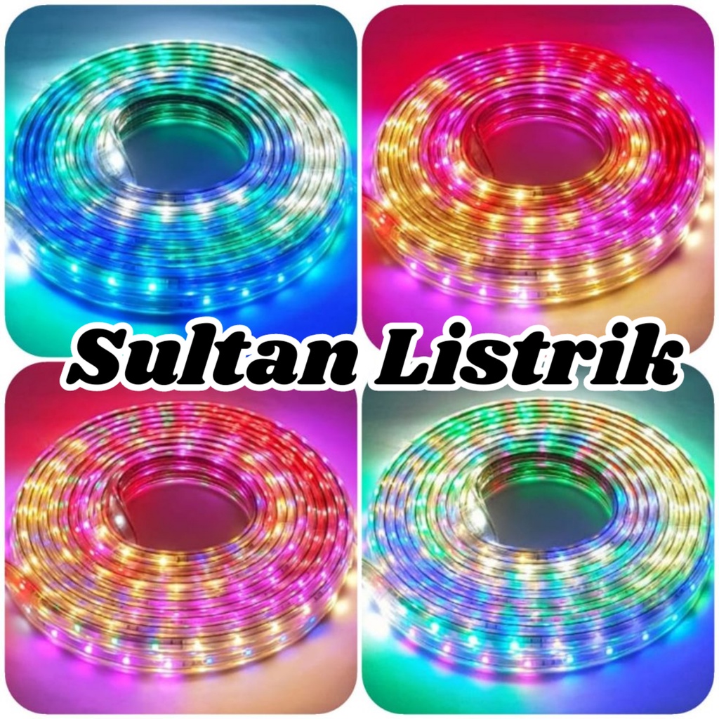 Jual LAMPU LED STRIP WARNA WARNI PAKET 30M 20M 10M 8M 9M ADAPTOR 3528 2835 AC 220V LED STRIP