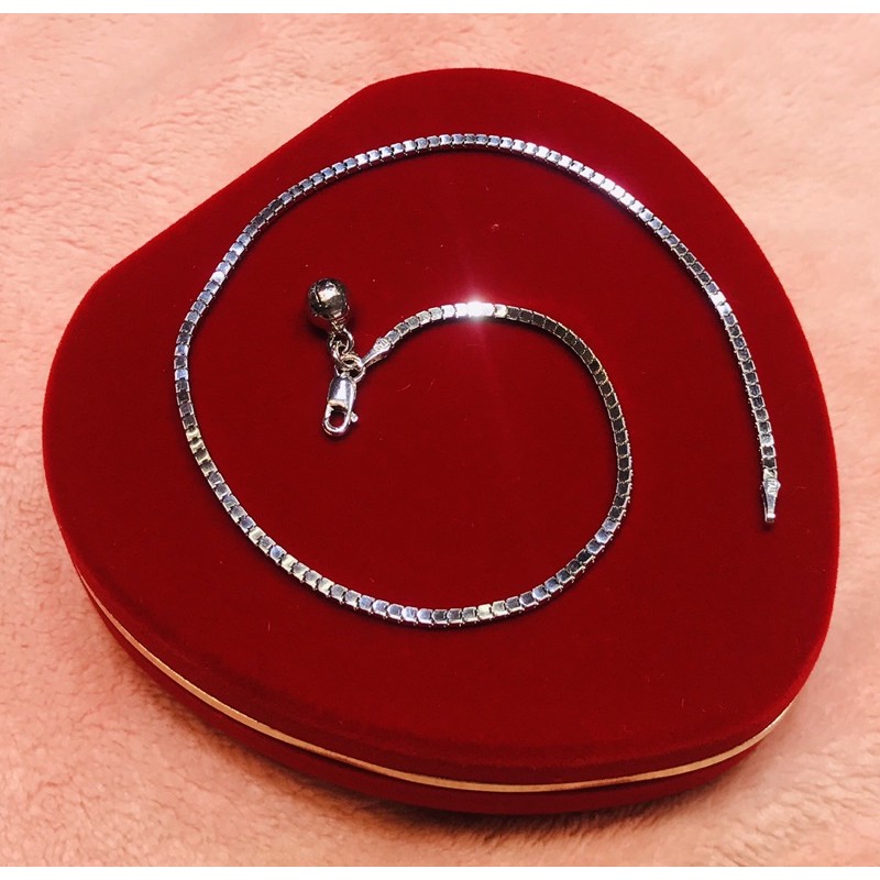 GELANG KAKI RANTAI MILANO SILVER925/ LAPIS EMAS PUTIH ASLI /GK012