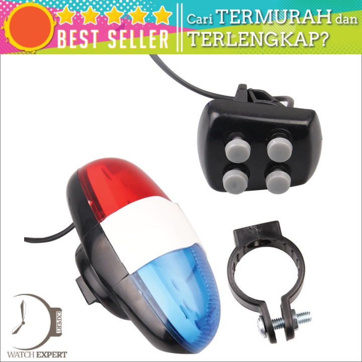 Bisa COD Lampu LED Sepeda Klakson Sirine Polisi 6 LED 4 Sound Siren - MZYRH JY327