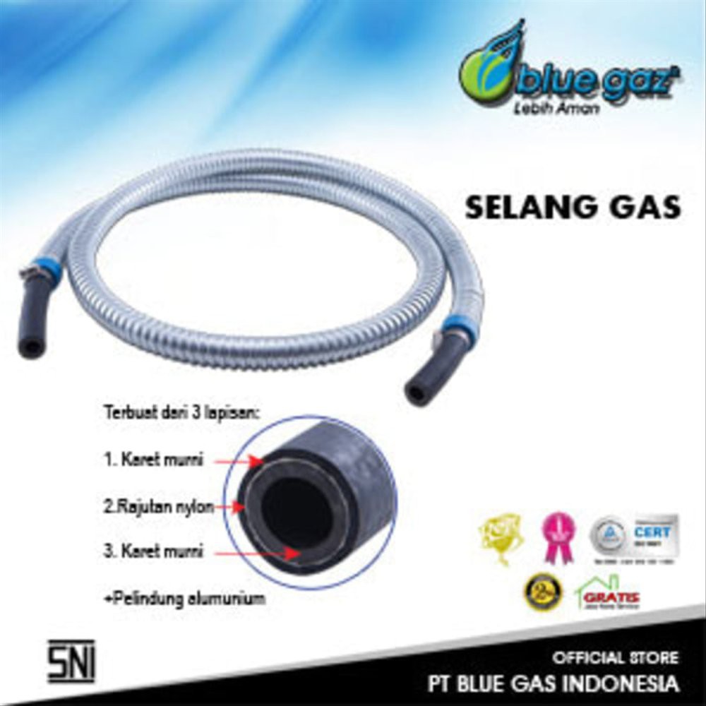 SELANG ORI Regulator BLUE GAZ 1,8 Meter SNI Asli LPG Gas