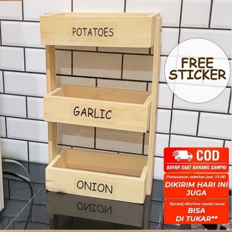 RAK BUMBU SUSUN 3 | RAK BAWANG SUSUN 3 MODEL IKEA| RAK SKINCARE | RAK SERBAGUNA  | RAK PERKAKAS