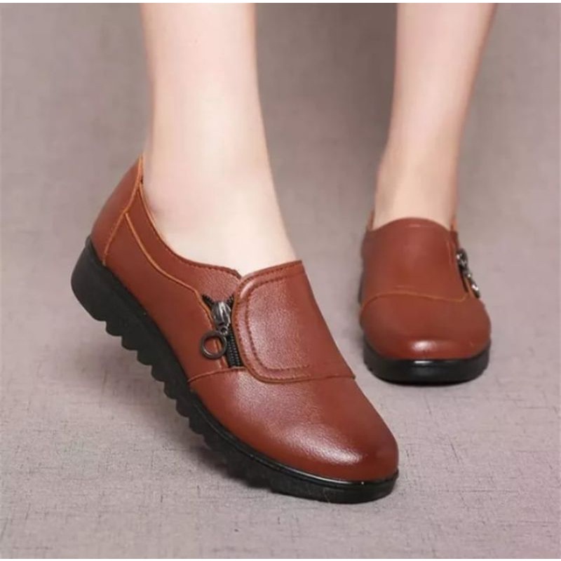 SEPATU WANITA LOAFERS SLIP ON TERBARU SEPATU KERJA SEPATU FASHION WANITA  SEPATU LOAFERS ZIPPER-4