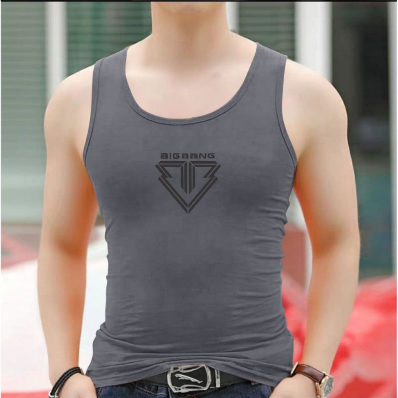 Singlet Dewasa Bigbangg Kaos Tanpa Lengan Logo Baju Oblong Pria Dalaman Motif Logo COD