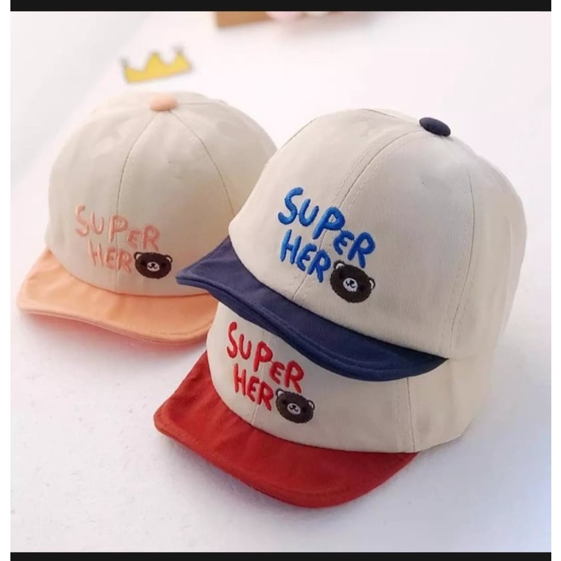 Topi Bayi Lucu Bordir Superhero Kombinasi Warna / Topi Anak Laki Laki dan Perempuan / Topi Anak Bayi